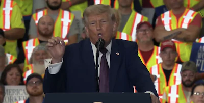 President Donald Trump spoke Tuesday afternoon at Mack Trucks' Lehigh Valley Operations (LVO) in Macungie, Pa.