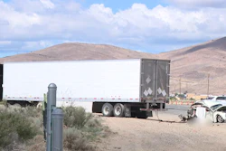 The aftermath of a fatal collision involving a Tesla Semi and a Volkswagen Beetle in Dayton, Nevada.