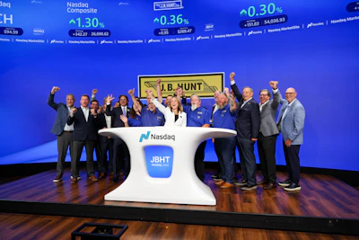 Nasdaq invited J.B. Hunt to ring the Nasdaq Opening Bell today in New York City to mark the anniversary. Company leaders and longtime employees represented the company during the ceremony. The group included drivers, maintenance technicians, office employees and executives whose service spans multiple decades of the company's history.