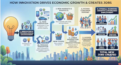 Figure 1: Illustration of how innovation drives growth and jobs.