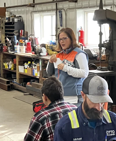Steph Russek, who wears a variety of hats in the office at Otto, is here pictured during the 2025 Stop for Safety event.