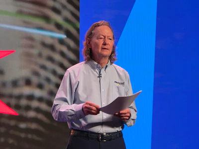 Tom McLeod delivers the keynote at the annual McLeod Software user conference, held this year in Nashville.