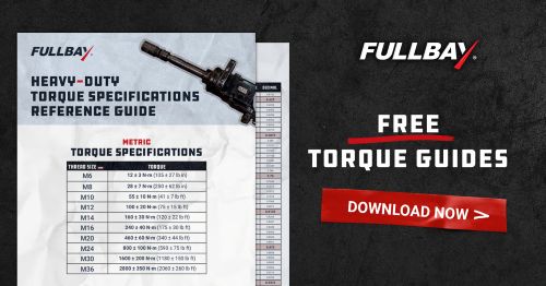 FULLBAY logo with red accent mark on dark background, promoting free torque guides download